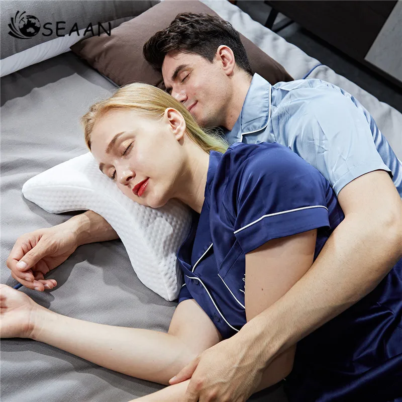 

SEAAN Durable Pillow Couple Sleeping Pillow Double Memory Cotton Pillow Slow Rebound Pressure Pillow New Hand No Numbness Pillow