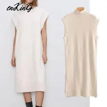 Английское элегантное свободное вязанное платье без рукавов, Женское Платье vestidos de fiesta de noche, макси платье блейзер