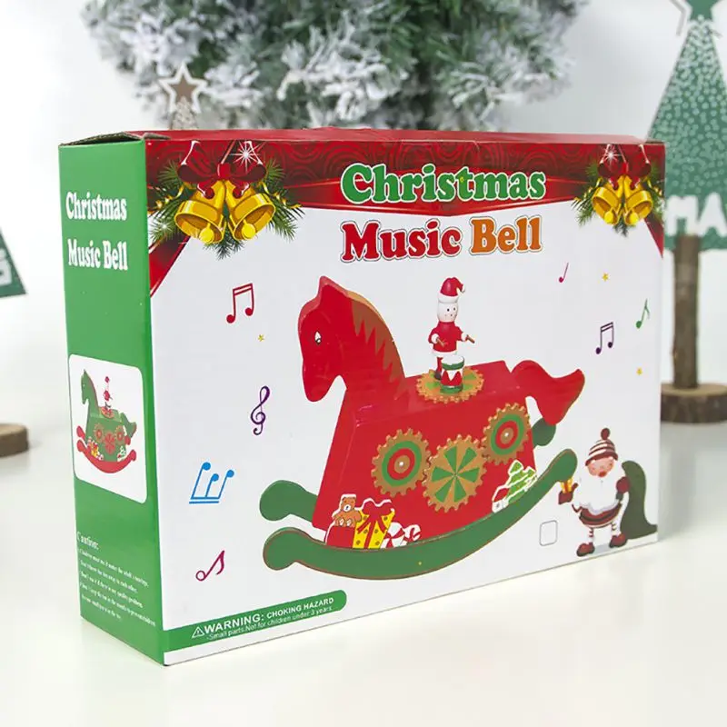 Рождественский подарок для детей Pozytywka Cajas Musicales/Рождественская деревянная музыкальная шкатулка расписная лошадка-качалка Рождественское украшение орнамент