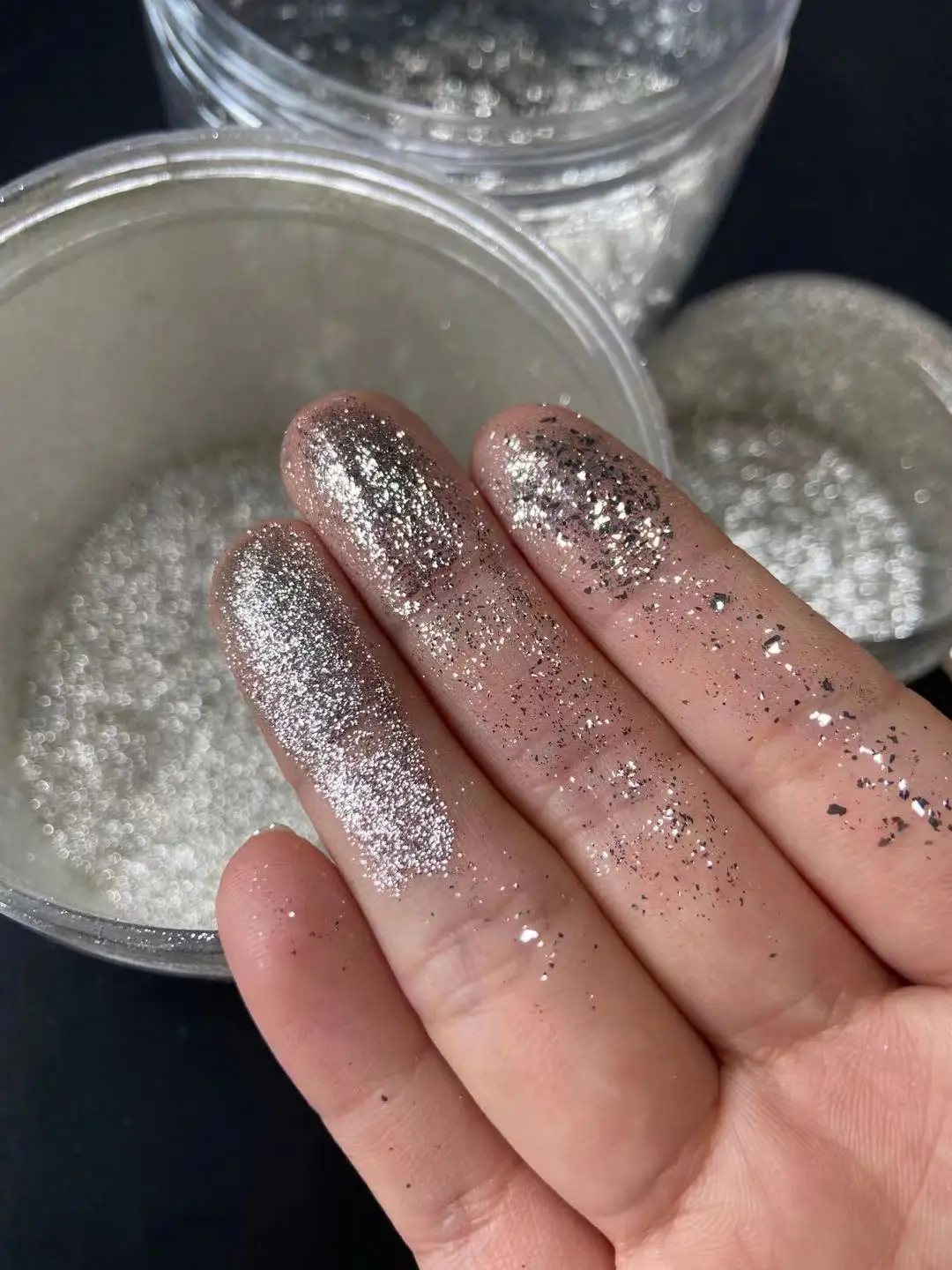 화장품 다이아몬드 실버 파우더 메이크업, 붕규산 유리 코팅 실버 안료 메이크업 매니큐어 페인트 수지 DIY 공급 업체