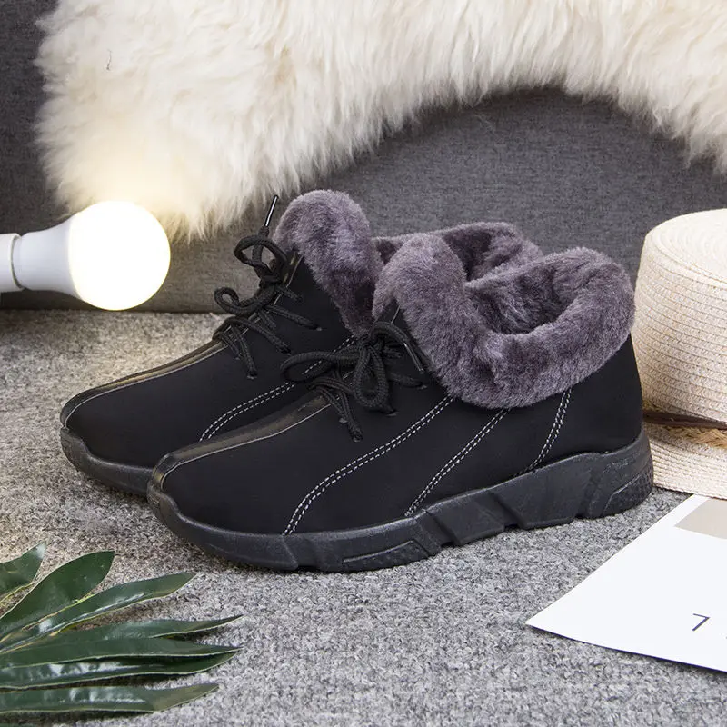 

Winter suede women's cotton shoes and velvet thick warm middle-aged high-top wear-resistant anti-skiing women's shoes boots