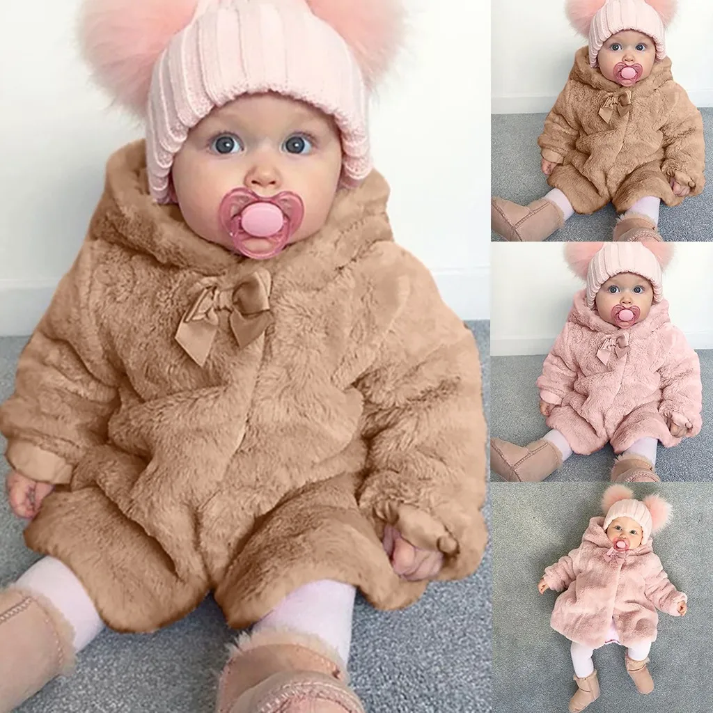 12, Rosa Somesun Lindo Infantil Del Beb/é Del Invierno Del Oto/ñO Capa Con Capucha Chaqueta De La Capa Ropa Gruesos Calientes