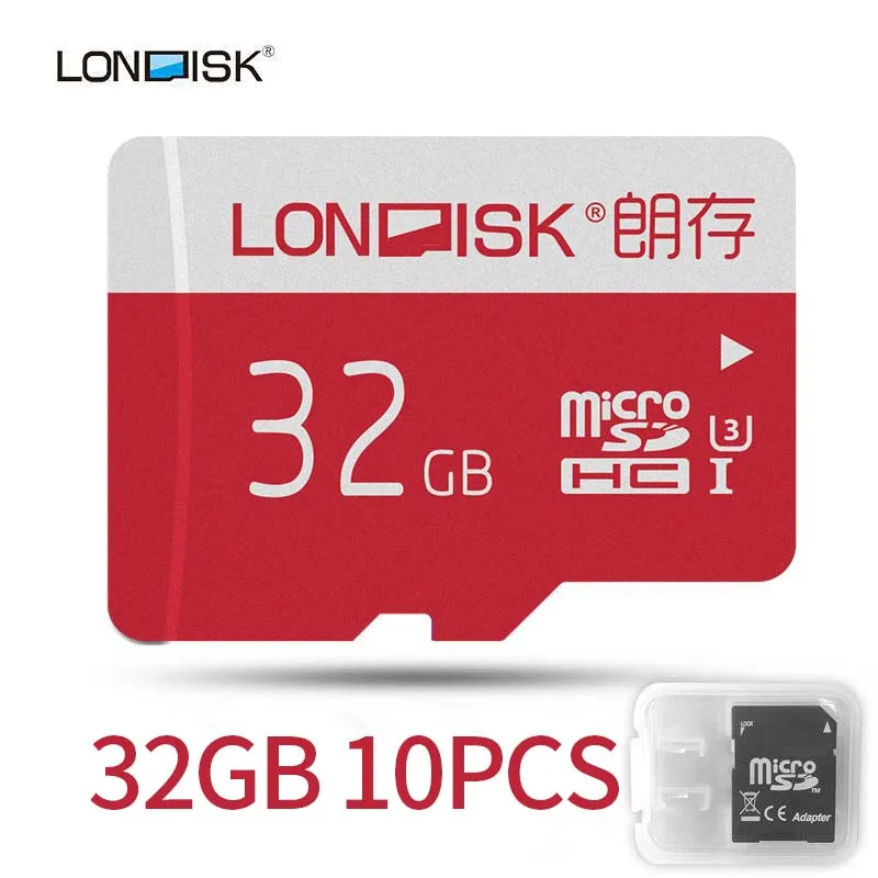 LONDISK 64 ГБ 10 упаковок/шт. Карты памяти UHS-I(U1)/UHS-I(U3)/класс 10 microSDXC/TF/флэш-карта для Android телефона/дрона