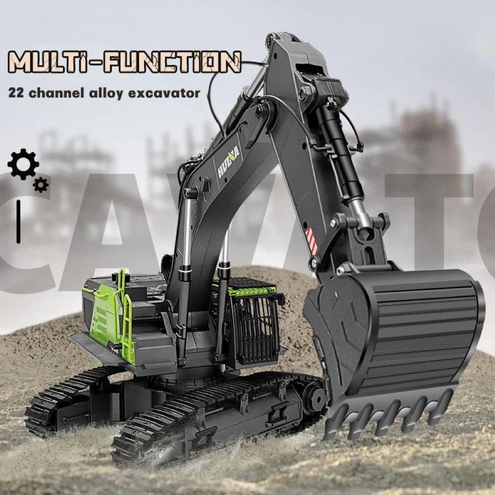 HUINA 1593 1:14 RC Alloy Excavator 22CH Big RC Trucks Simulation Excavator Remote Control Track Engineering Vehicle Toy for Boy