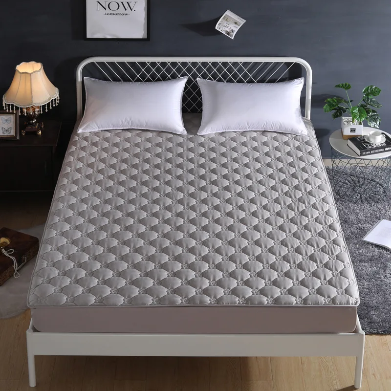 Gray Mattress Protector Cotton Brushed Fabric Bed Sheet Anti Mite Matress Protector Couvre Lit Mattress Bed Cover 1PC 180x200cm - Цвет: Gray