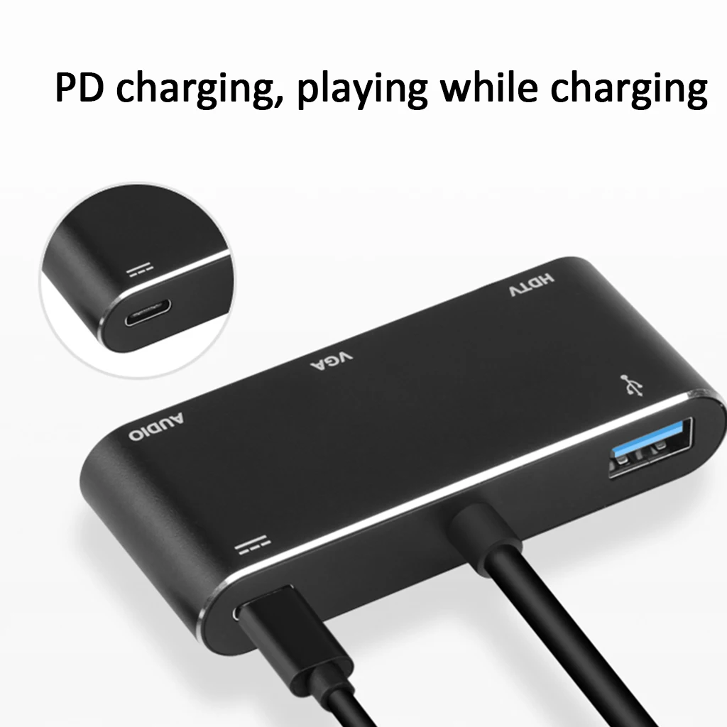 USB C к адаптер HDMI VGA HDMI/VGA/Аудио/USB 3,0 порт+ USB C порт(pd) конвертер для Macbook samsung Ноутбук