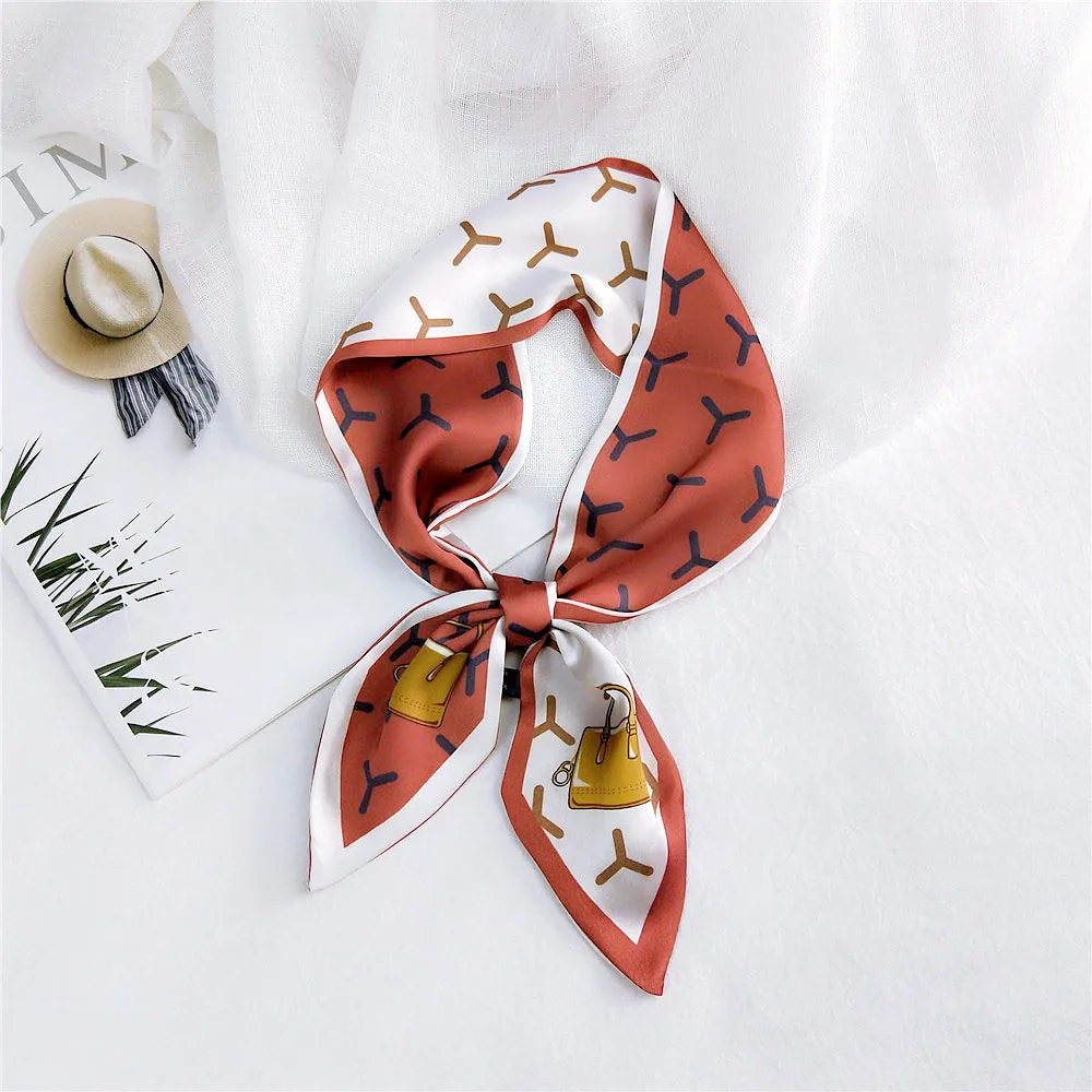 

Design Rope Print Silk Small Ribbon Women Silk Scarf Handbag Ribbons Female Head Scarf Long
