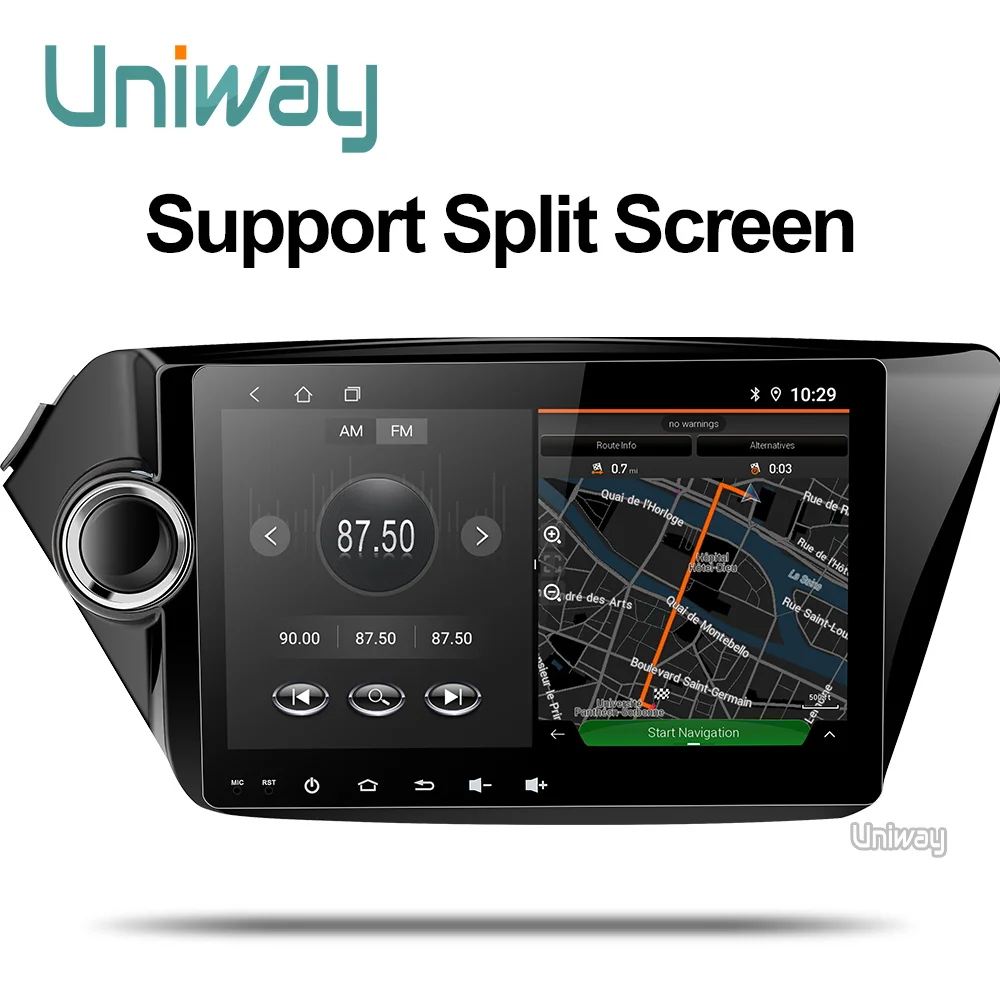 Excellent AK29071 uniway android 9.0 car dvd for kia rio k2 2012 2013 2015 2016 car radio sterao gps navigation 4