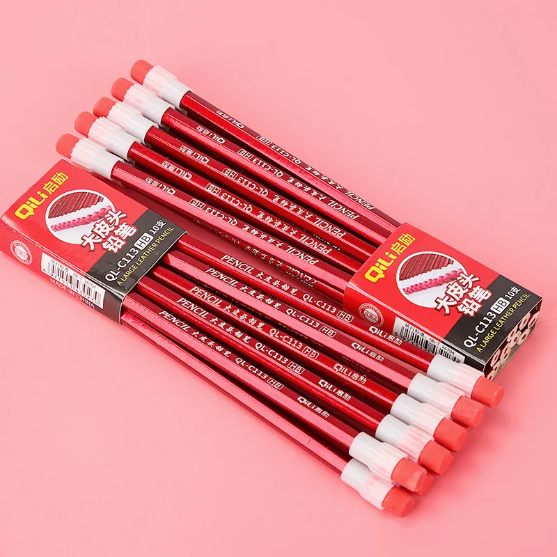 

100pcs high quality hexagon red standard pencil office stationery and student supplies writing pencil wholesale