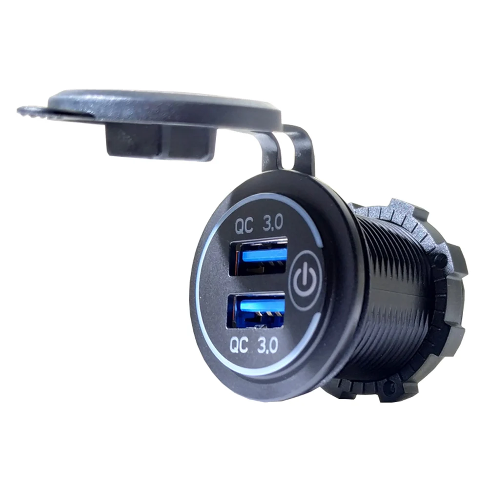 Универсальный 12 V-24 V в винтажном стиле QC3.0 Dual USB Мощность адаптер Зарядное устройство автомобиля USB Розетка с выключателем/OFF сенсорный переключатель Водонепроницаемый