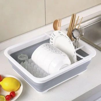 

Foldable Dish Rack Kitchen Storage Holder Drainer Bowl Tableware Plate Portable Drying Dish Rack Home Shelf Dinnerware Organizer