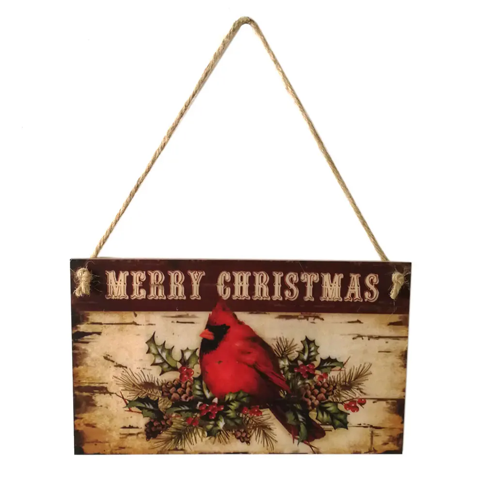 

Wood Plank School Christmas Sign Plaques Rectangle Board Greeting Holiday Party Rope Hanging Ornaments Wall Mounted Home Decor