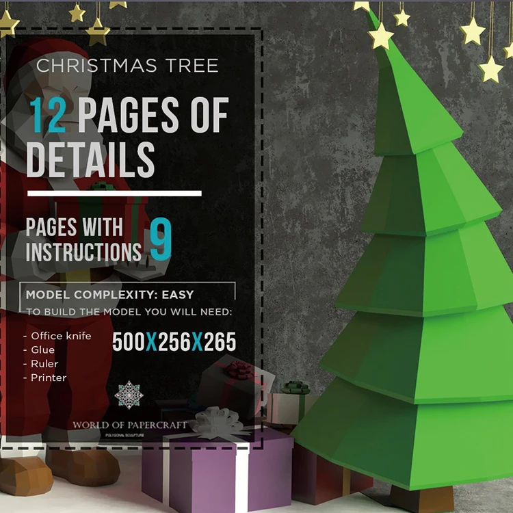 tree Precut Рождество Санта Бумага 3D DIY материал ручной творческий домашний декор реквизит 2705 ручной работы милые геометрические бумажные головоломки - Цвет: tree