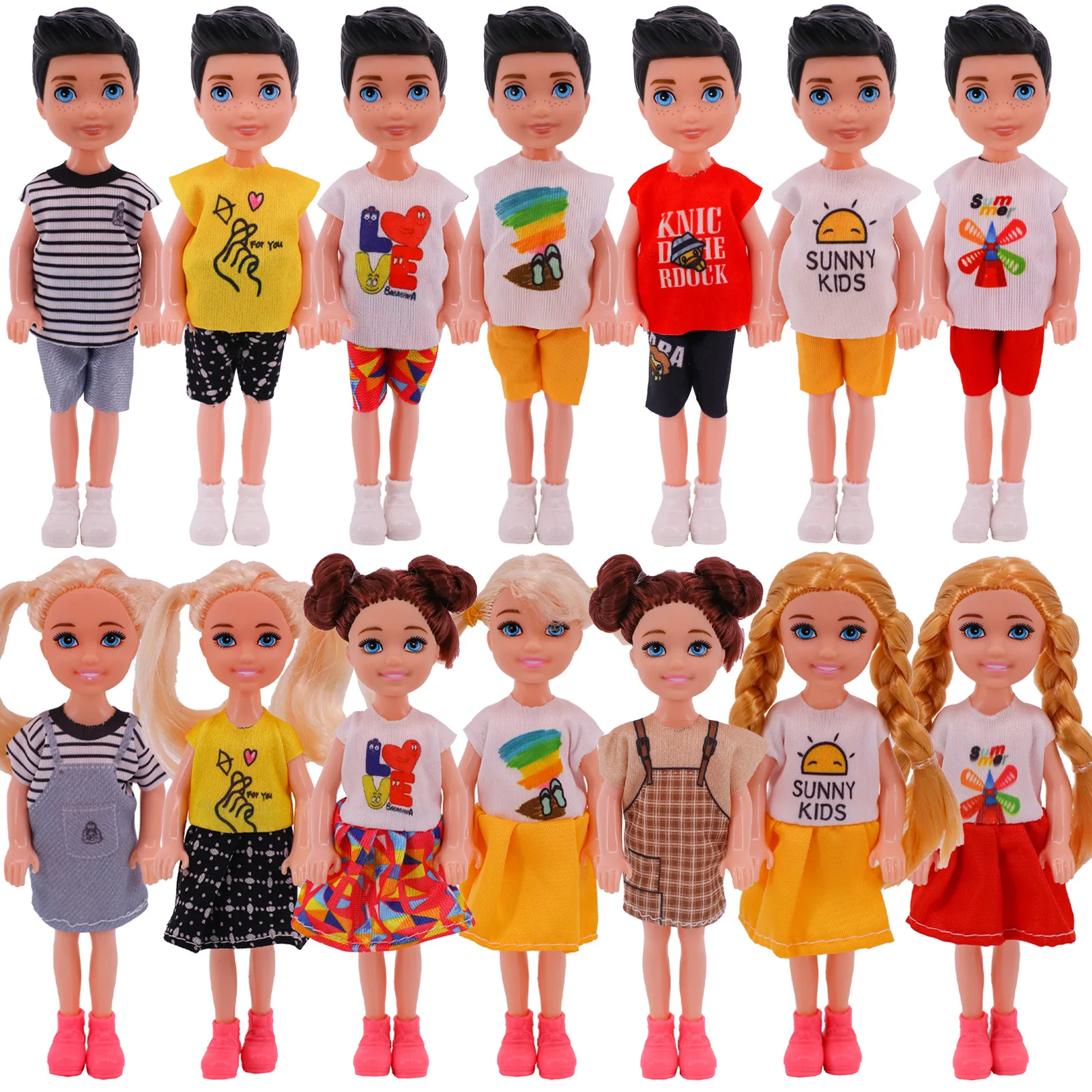 Doll Clothes For Kelly Dolls Handmade Fashion Dress T-shirts Shorts Accessories Fit 5Inch Dolls,12CM Kelly Doll,Our Generation 10 pcs princess doll fashion outfit handmade daily t shirt shorts clothes for barbie doll noble dinner party dress accessories