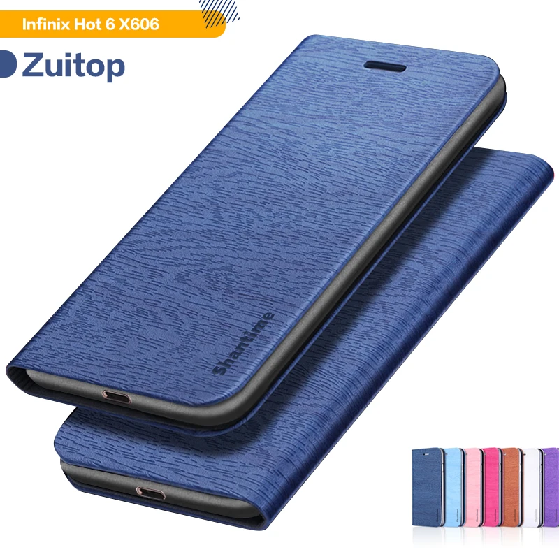 Wood grain PU Leather Phone Case For Infinix Hot 6 X606 Flip Business Soft Silicone Back Cover | Мобильные телефоны и