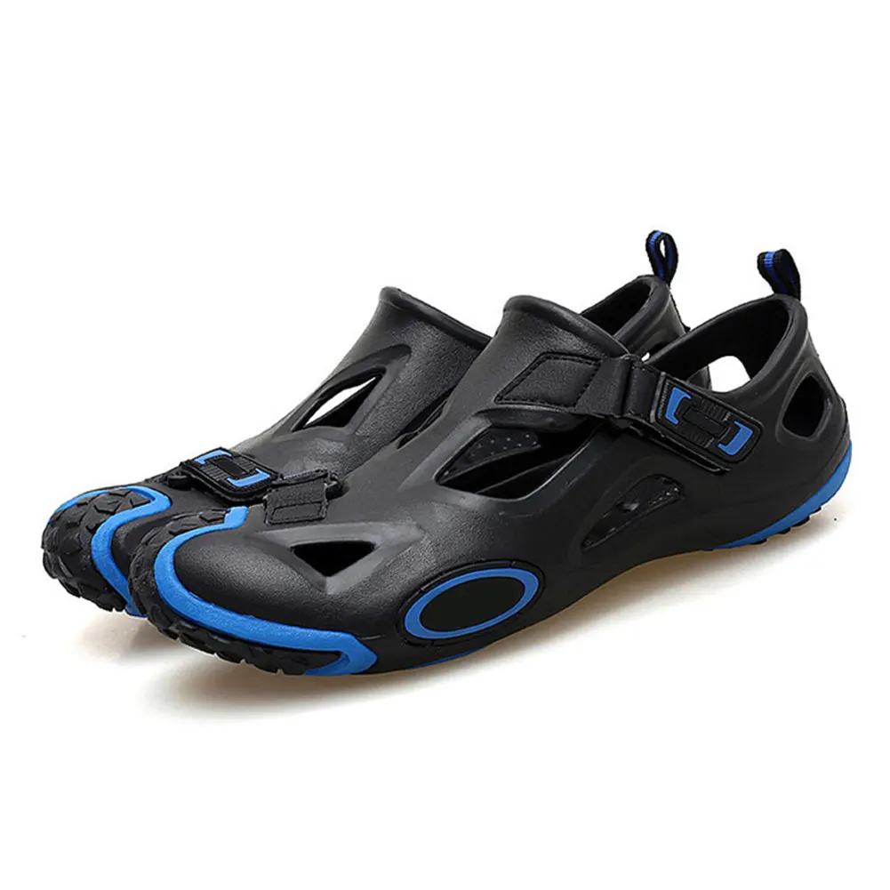 Летняя водонепроницаемая обувь противоскользящие сандалии для прогулки, скалолазание, быстросохнущие непромокаемые туфли унисекс для мужчин и женщин FH99 - Цвет: black blue