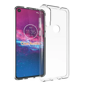 

100pcs/lot Crystal Case For Motorola One Action Soft Plain Ultra Thin Whole Clear TPU Cover For Motorola One Action