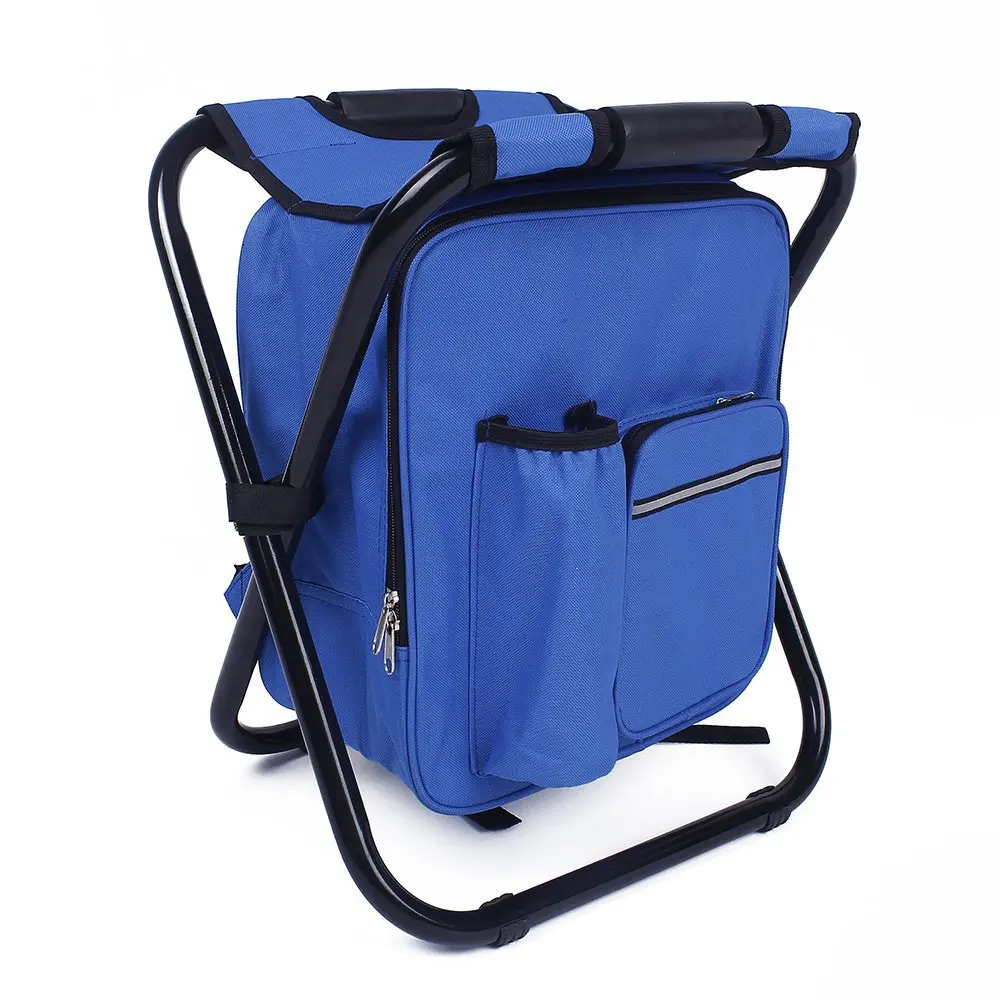 

Outdoor Portable Beach Mountaineering Backpack Folding Fishing Stool Chair With Storage Bag
