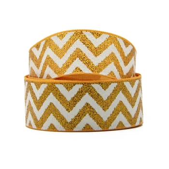 

David accessories 50Yards/roll 7/8" 22mm Chevron Glitter Ribbon DIY Bow Christmas Home Decoration Grosgrain Ribbon,50Yc8841