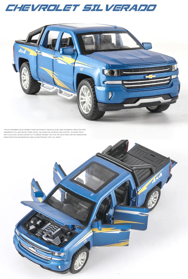 Литая под давлением модель автомобиля Chevrolet Solander грузовик 1:32 моделирование автомобилей из металлического сплава вытяните назад игрушки коллекция подарки для детей