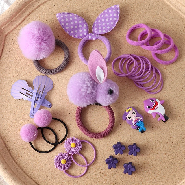 18/24 Pcs/Set Children Hair Clip Set Baby Head flower Fabric Bow Barrettes Hair clips Girl Elastic hair Headband Headdress Gift 30pcs-6