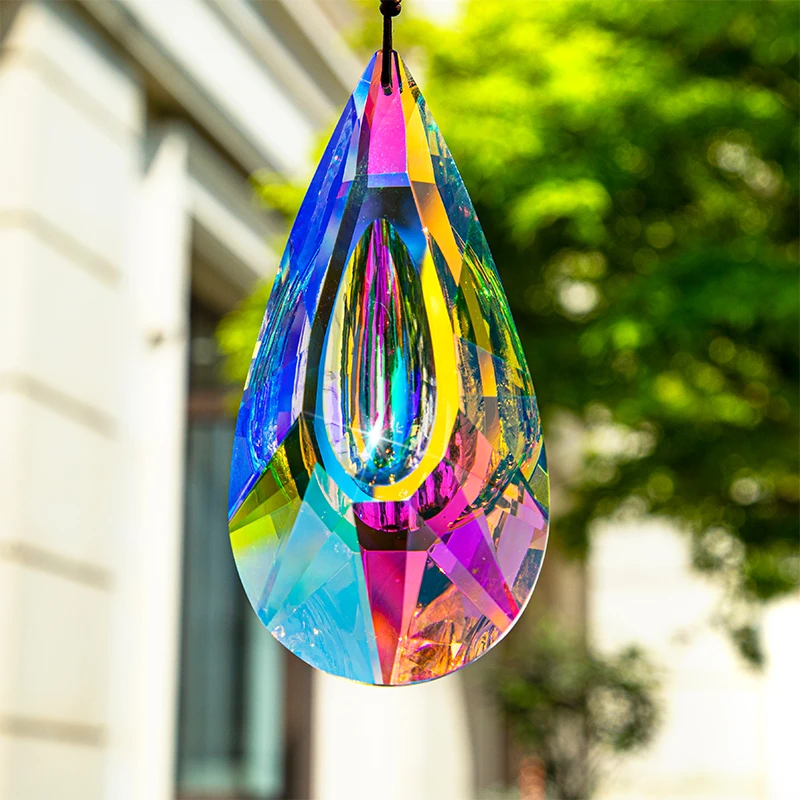 H & D – attrape-soleil suspendu en cristal AB, 120mm, prisme, pour fenêtres,  pièces de lustre, bricolage, accessoires de décoration de mariage à domicile