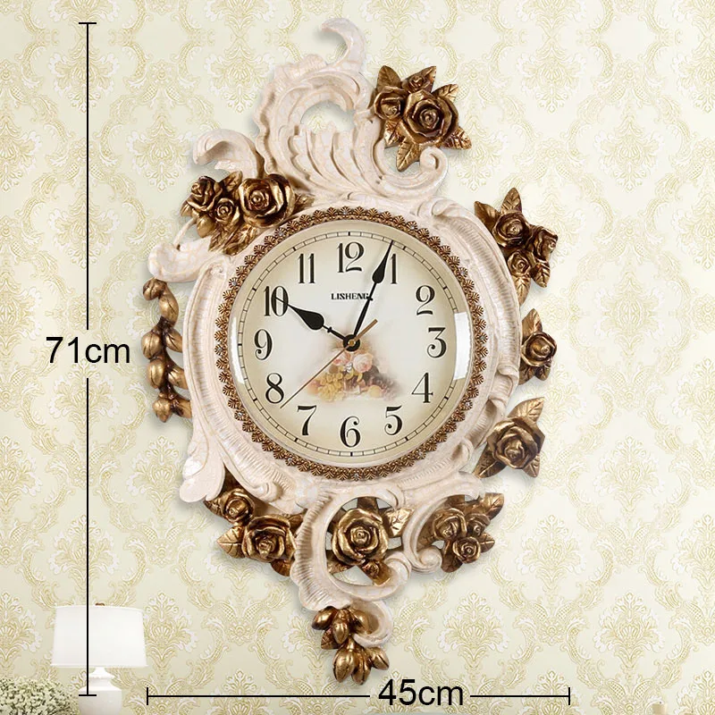 Large Circular Three-dimensional Carving Wall clock Flower Quartz Clock Color:Z1203-5