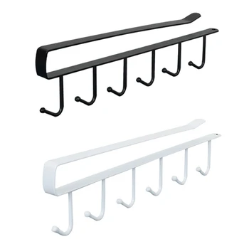 

Iron Art Clapboard Hanger Wardrobe Multifunctional Hook Kitchen Cabinet 6 Hook Hook Finishing Rack Without Nails
