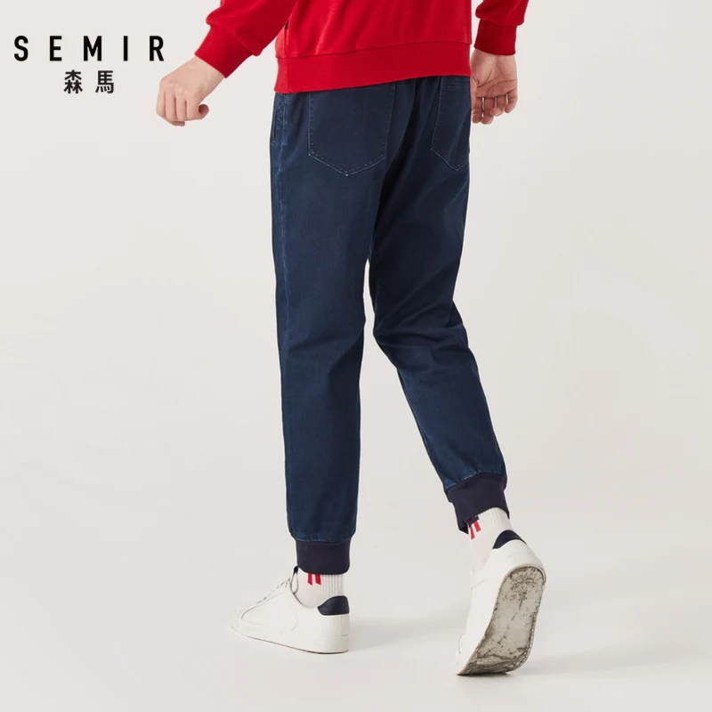 Мужские джинсы для пробежек SEMIR теплые штаны с эффектом потертости взрослых на