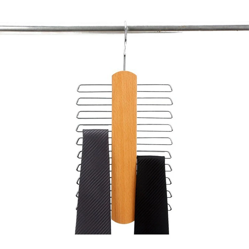 20 Clip Wooden Tie Hanger Scarf font b Closet b font Wooden Rack Storage Bag And
