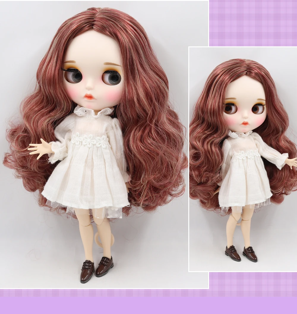 Neo Blythe Doll with Red Hair, White Skin, Matte Pouty Face & Custom Jointed Body 2