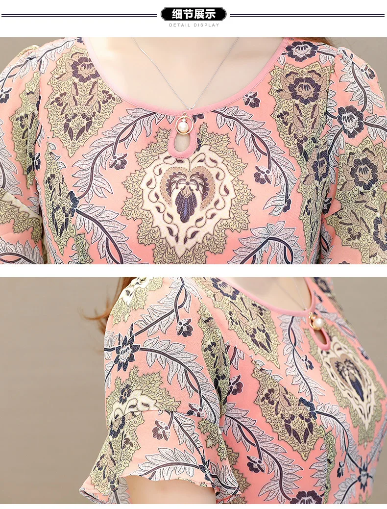 

2020 Summer New Style WOMEN'S Dress New Style Retro Loose-Fit Crew Neck Large Size Dress Mid-length Mom Skirt