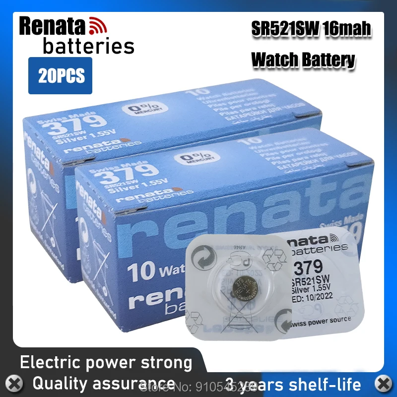 20 шт. Оригинальный Renata 379 SR521SW AG0 D379 SR63 V379 1 55 в кнопочный элемент питания из оксида