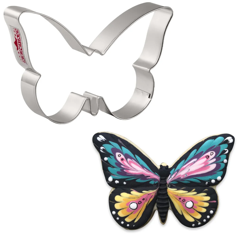 Spring Butterfly Cookie Cutter 11.4 cm Mother's Day Easter Biscuit Fondant Bread Mold Stainless Steel KENIAO cookie cutter baking mold cookie mould fondant cutter pastry cutter