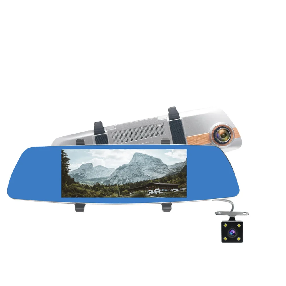 

New Style 7-Inch Touch Screen Rearview Mirror Tachograph Dual Lens High-definition Night Vision Reversing Video Dual Record Rear