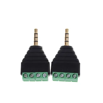

WHOLESALE 3.5mm Male 4 pin Stereo Male Plug to AV Screw Video Balun Terminal Jack Terminal Block Plug Connector1PCS