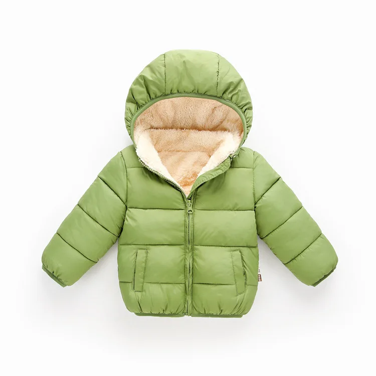 Верхняя одежда для маленьких мальчиков; зимнее пальто из плотного бархата для мальчиков и девочек; теплые детские куртки; одежда из хлопка; стеганая куртка; парка - Color: Green