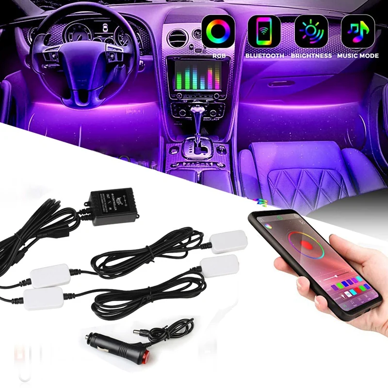 Car Interior Lights, LED RGB APP Remote Control Multicolor Music Car Waterproof Lights with Sound Active Function|Decorative Lamp| - AliExpress
