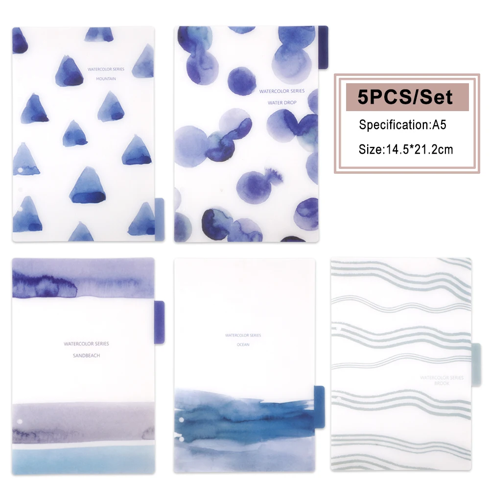5pcs A5/A6 Colored Notebook Index Page Matte Cover Spiral Diary Planner Paper Note Book Category Pages Stationery