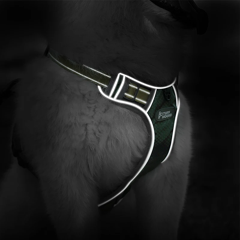 Tuff Hound средний и собачий ошейник большого размера анти-пик Грудь назад удобный дышащий Регулируемый светоотражающий ремешок для ходьбы собаки
