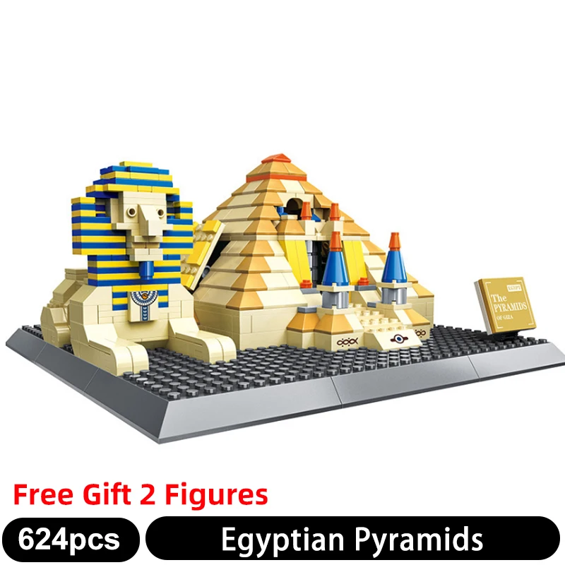 

7011 624PCS World Famous Classic Architecture Building Blocks The Egyptian Pyramid Sphinx 3D Model Bricks Sets Children Toys