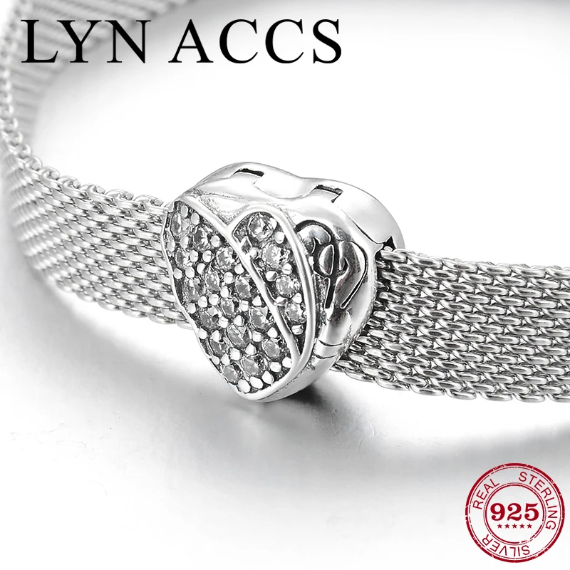 

Hight Quality 925 Sterling Silver Clear CZ Crystal Heart Clip beads Fit Original Reflection Charms Bracelet Fine Jewelry Making