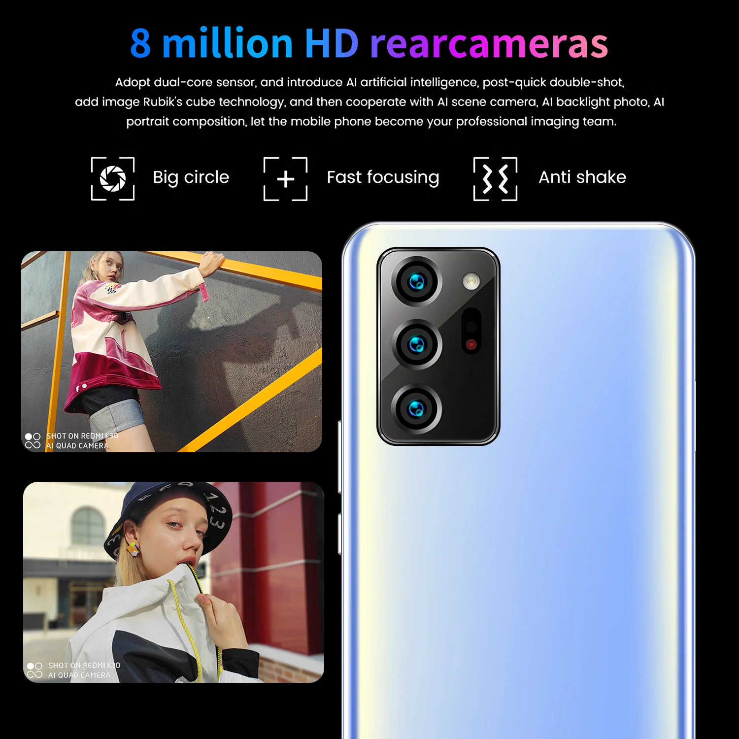 Note20U 6.8Inch Mobile Phone 4800mAh 2+32GB Cell Phone Octa Core 2MP+8MP Cellular Phone Face Unlocked Global Version Smartphones