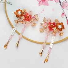 FORSEVEN, 1 пара, китайский стиль, искусственный жемчуг, цветок, шаг встряхивания, заколки для волос, заколки, ювелирные изделия для женщин, девушек, невесты, свадьбы