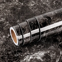 60CM Easy To Remove Granite Marble Paper PVC Wallpaper Roll Kitchen Countertop Cabinet Furniture Renovated Thick Wall Sticker