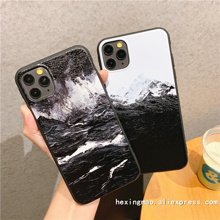 Рельефный чехол для телефона с рисунком "Картина маслом" чехол для iphone 11promax XR XSMAX чехол для iphone 6 7 8 Plus Мягкий ТПУ чехол s