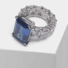 Местное фокусное модное 925 Серебряное прямоугольное блестящее дизайнерское кольцо