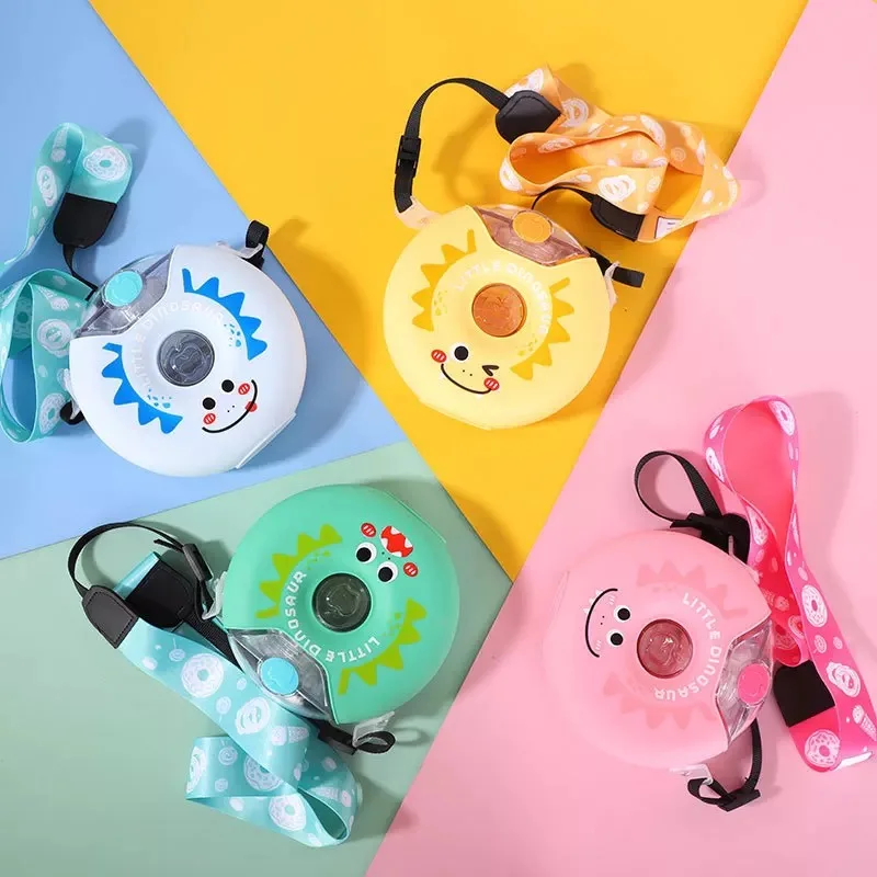 

380ML Creative Donut Water Bottles With Straw Cute Cartoon Plastic Kettle BPA Free Portable Kids Drinking Water Bottle With Stra
