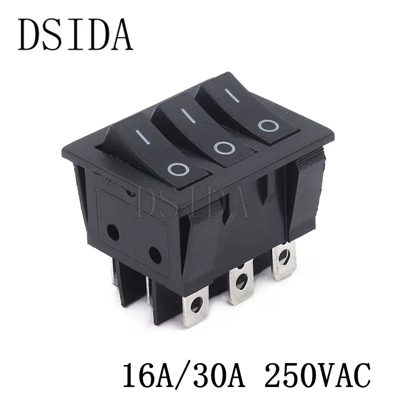 

1PC 34*40 Three-Way ON-OFF Rocker Switch KCD3 Ship Type Switch 16A/30A 250VAC 9 Pin 34x40 Pressure Switch Black