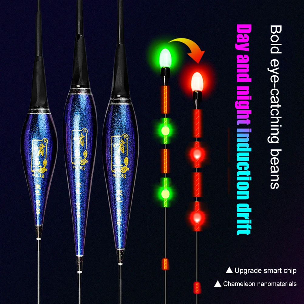 Inteligente luces LED de pesca flotante pesca Float picadura de pescado gancho Sensor de la gravedad de la brillante pesca eléctrica flota de Chip tapón